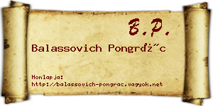 Balassovich Pongrác névjegykártya